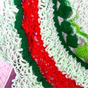 Hand knitted crocheted holiday Christmas doily